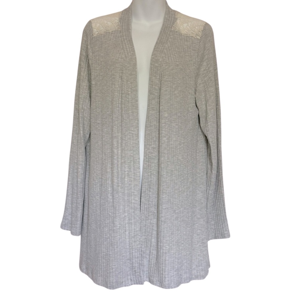 Le Lis Gray Open Front Women's Cardigan Size Medium